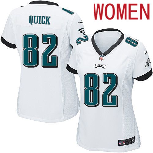 Women Philadelphia Eagles #82 Mike Quick Nike White Game NFL Jersey->women nfl jersey->Women Jersey